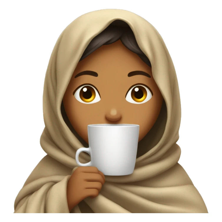 Saudi girl inside a blanket sipping coffee eyes closed sticker