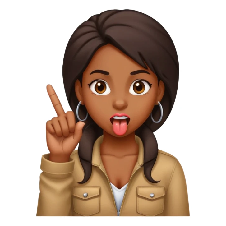 Black girl with tongue out and middle finger sticker