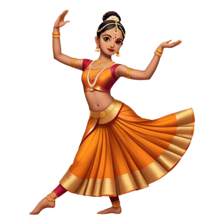 cinematic-realistic-bharatanatyam-dance-emoji,-depicted-as-an-elegant-classical-indian-dance-performance-with-graceful-poses,-intricate-costumes,-and-expressive-hand-gestures,-rendered-with-rich-textures-and-warm-dramatic-lighting, single dancer sticker
