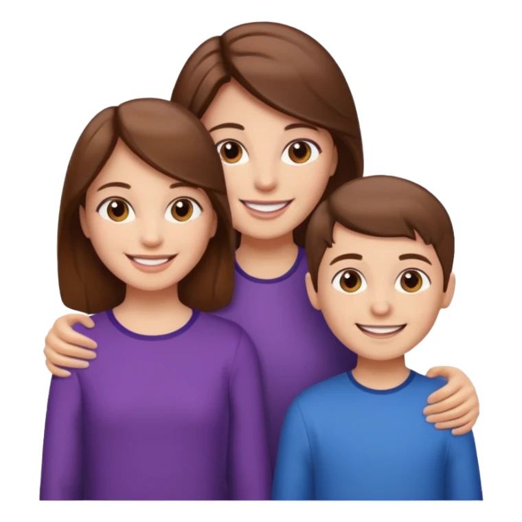 Woman with brown hair and boy and girl sticker