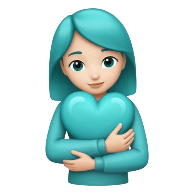 teal heart in an arm hug sticker