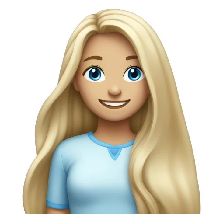 smiling girl with long hair blue eyes sticker