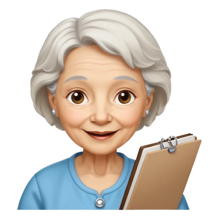 An elderly woman sketching, art board,nice picture, puppy face. sticker