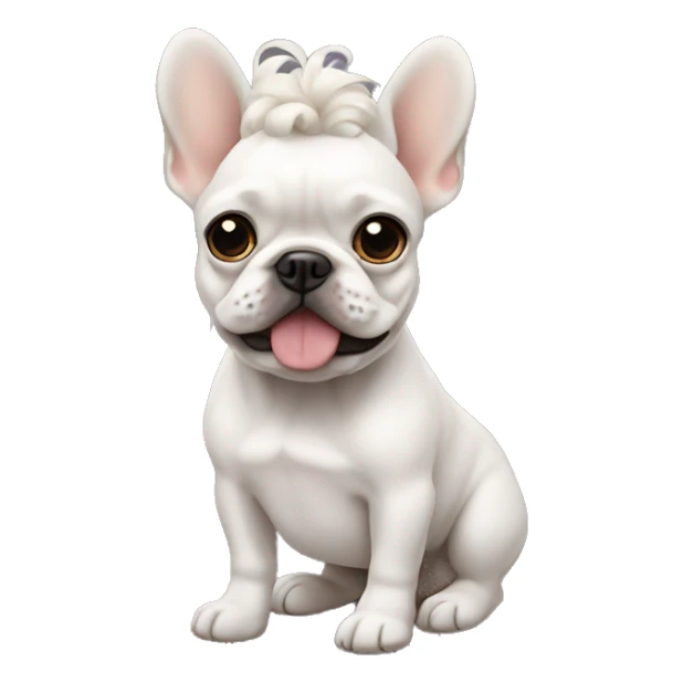 frenchie dog with a white curly hair guy sticker