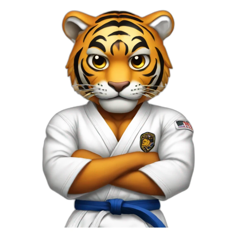Tiger with evil face   jiu jitsu with his arms crossed sticker