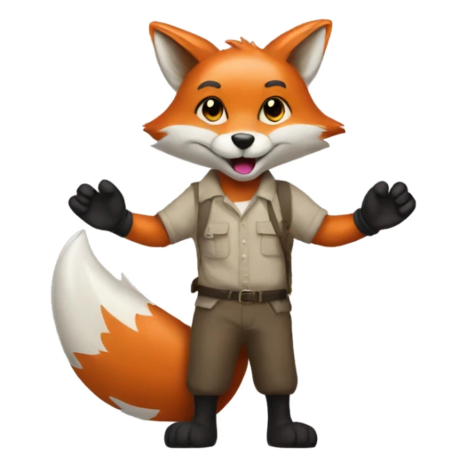 There is a fox holding a sign with its arms raised and the sign says NT sticker
