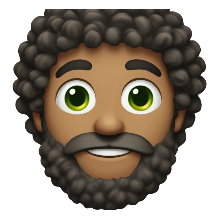 Curly haired man with green eyes and a big bush black beard sticker
