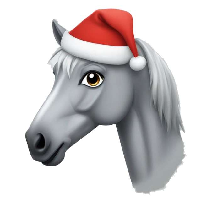 Grey horse with Santa hat sticker