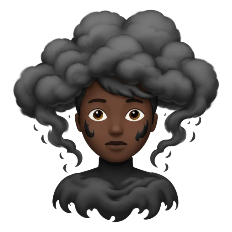 A black head covered in black smoke sticker