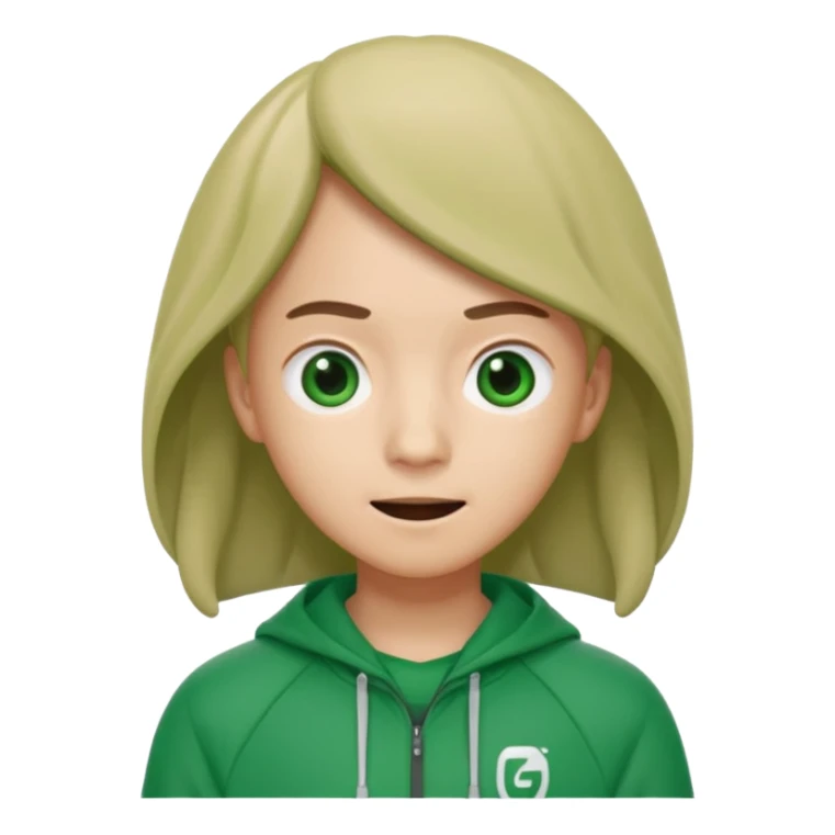 gi-hun from squid game, apple style emoji, worried face, green tracksuit sticker