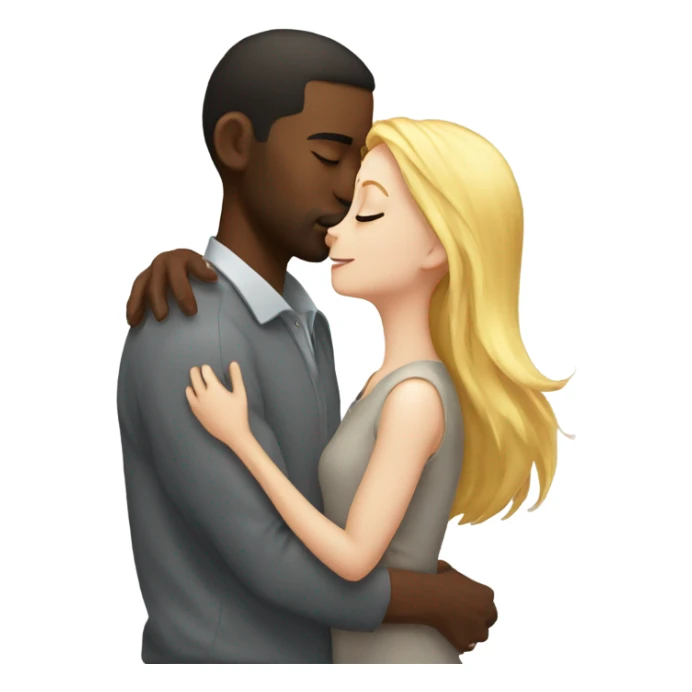 white read headed girl kissing black guy with eyes closed sticker