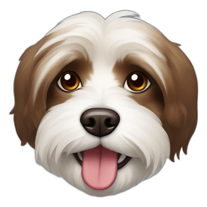 Brown and white havanese dog vampire teeth sticker