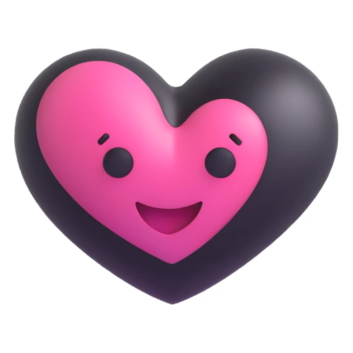 BLACKPINK-inspired 3D emoji, black and pink heart, shiny and bold sticker