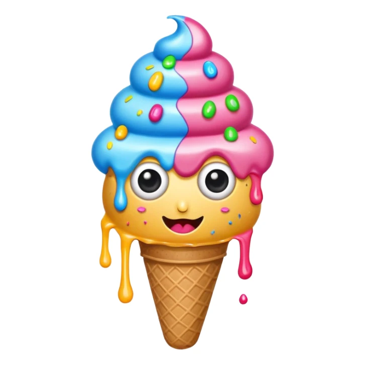 sprinkled ice cream with eyes sticker