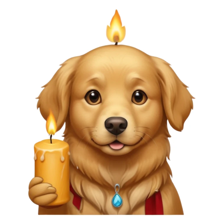 dog holding a lit aromatic candle in hand sticker