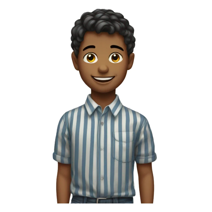 smiling boy in striped shirt sticker