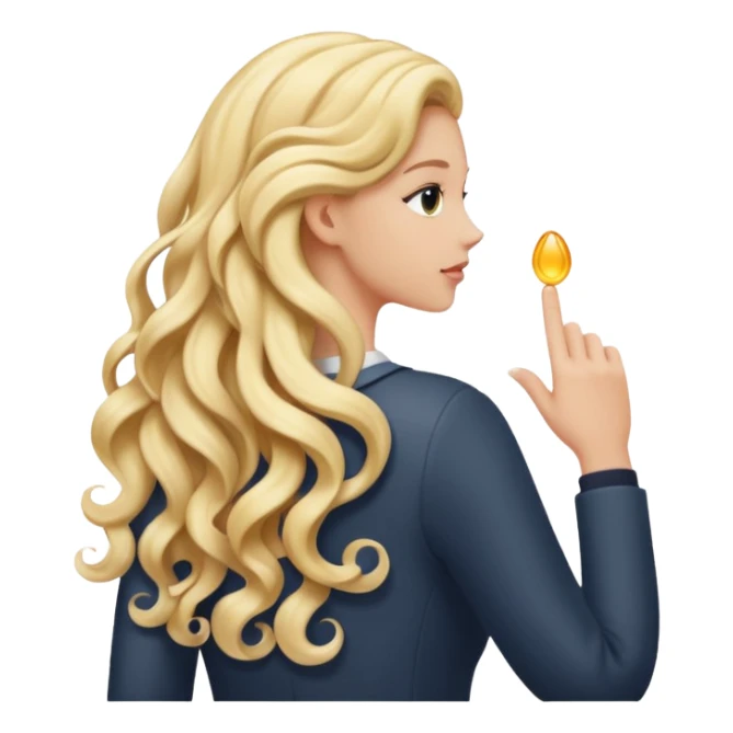 back view of a hand stroking long blonde curls sticker