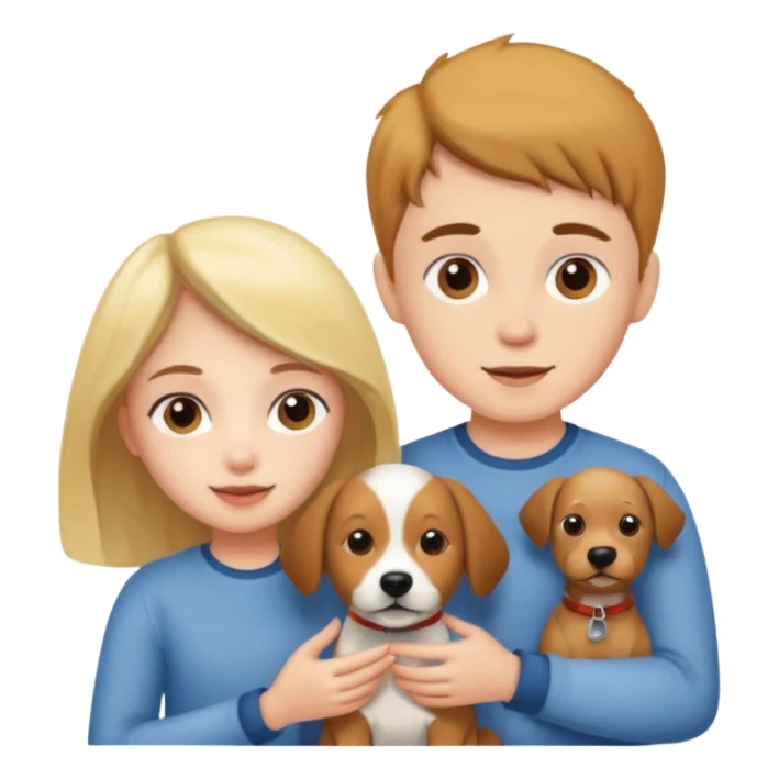 Girl and boy with a dog sticker