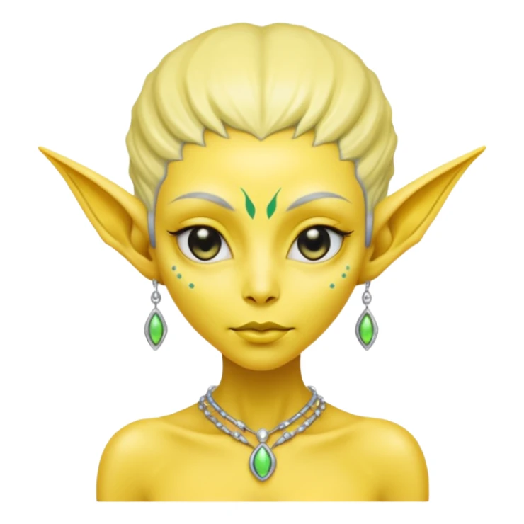  lady alien with yellow skin, Half body. sticker