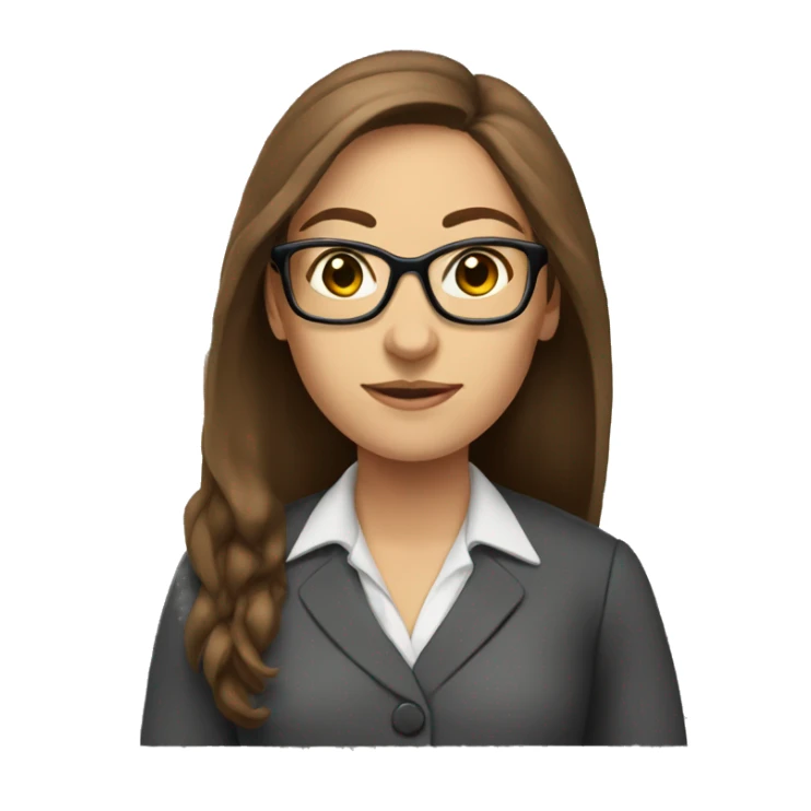 Female teacher in classroom long brown hair glasses sticker