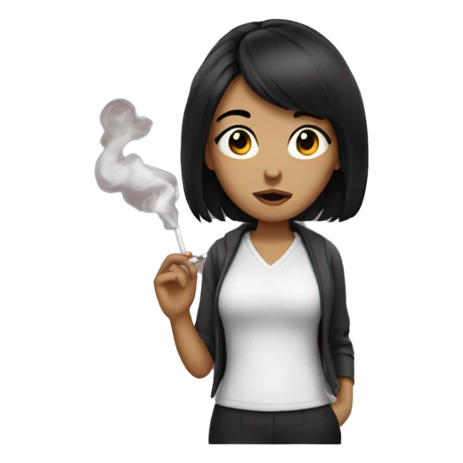 Girl with black hair smoking  sticker