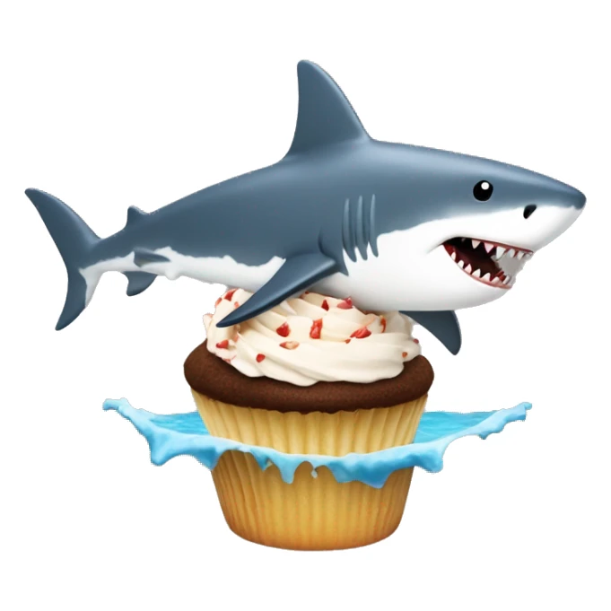 Shark surfing on a cupcake with a penguin on its shoalder  sticker