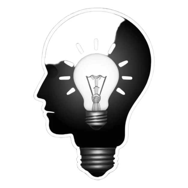 silhouette of a head with a broken light bulb inside sticker