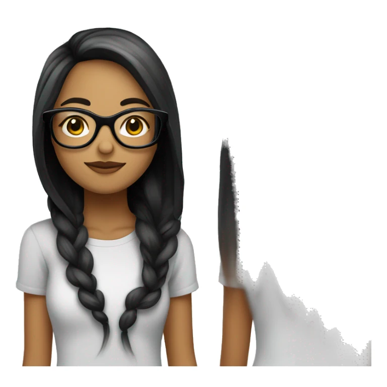 Chica blanca de cabello largo negro con gafas sticker