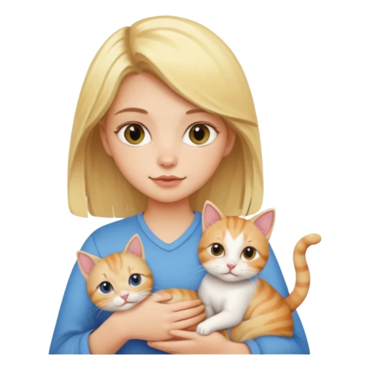 Chica rubia cargando a su gato tricolor  sticker