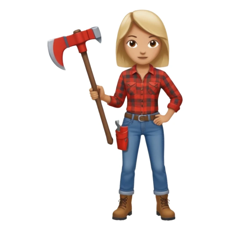 woodcutting woman sticker