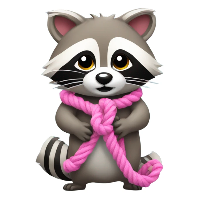 raccoon with pink ropes around wrist and ankles  sticker