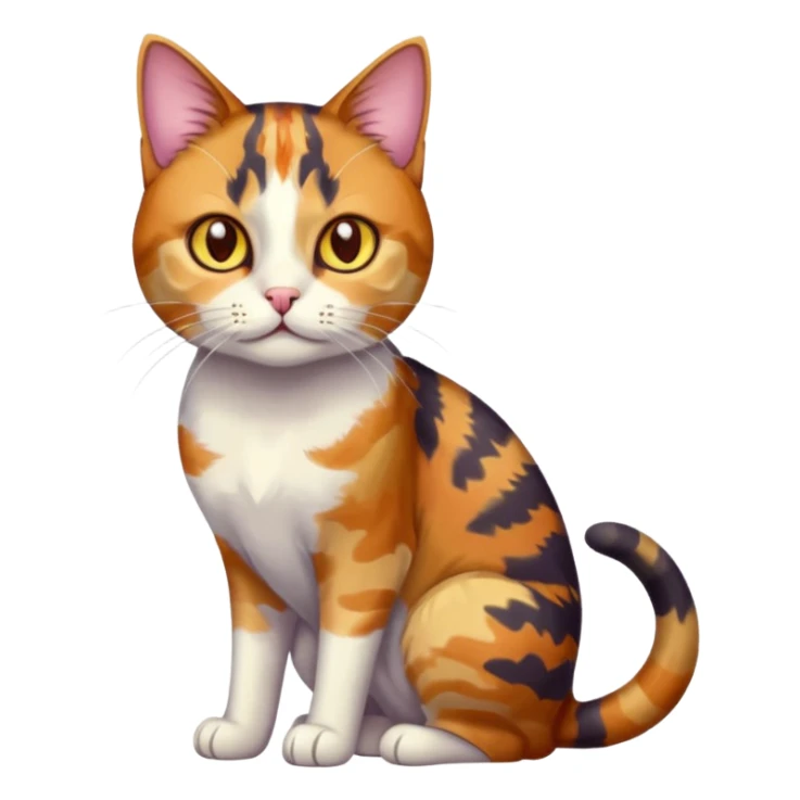 full body anxious looking colourful light patched calico tabby cat with hazel eyes sticker
