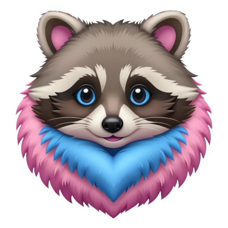 Blue and pink heart surrounding a raccoon sticker