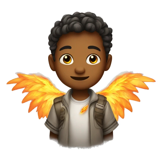 Little boy with wings and fire beneath him  sticker