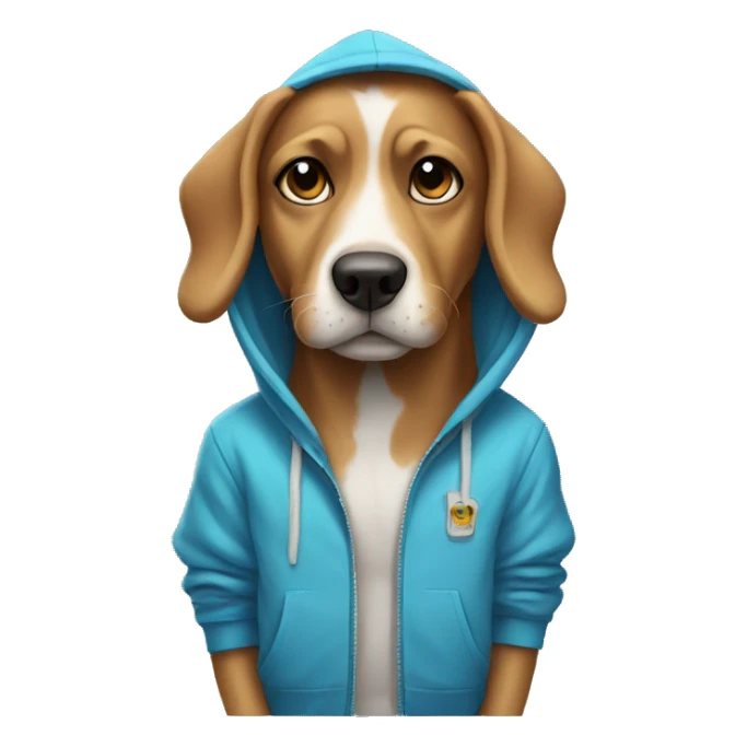 Dog wearing a hoodie sticker