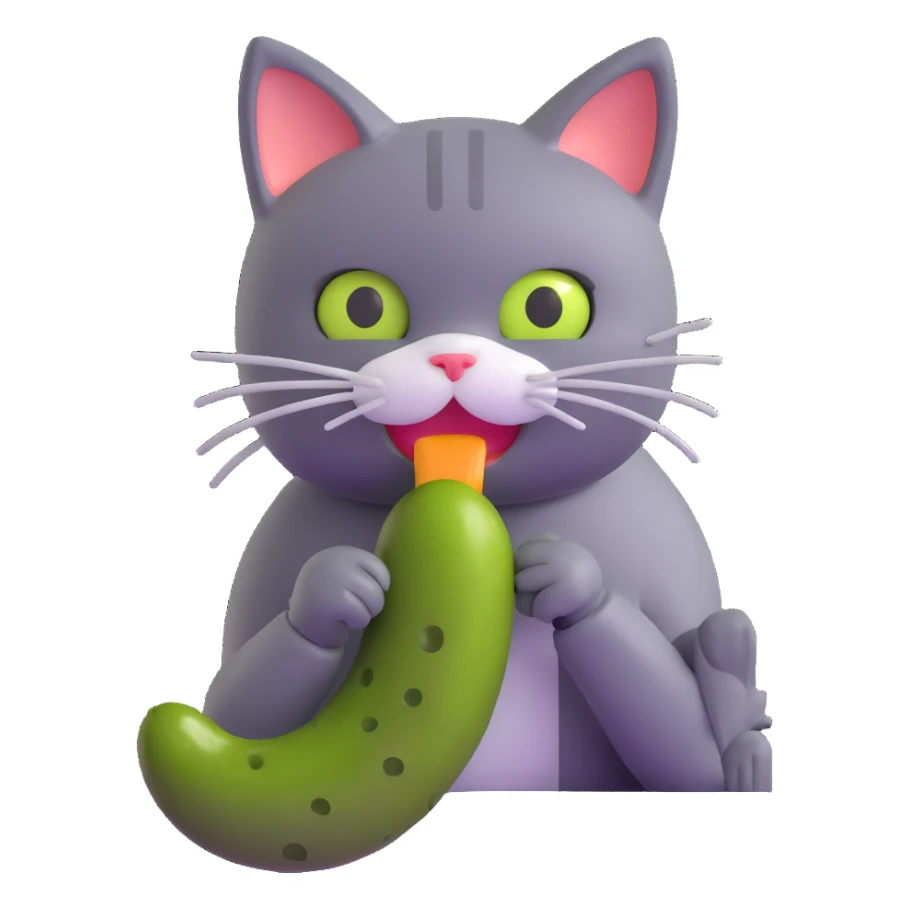 cat eating a pickle sticker