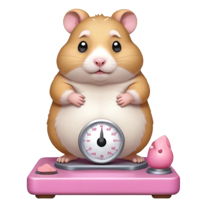 fat hamster big belly stepping on a broken scale looking guilty sticker