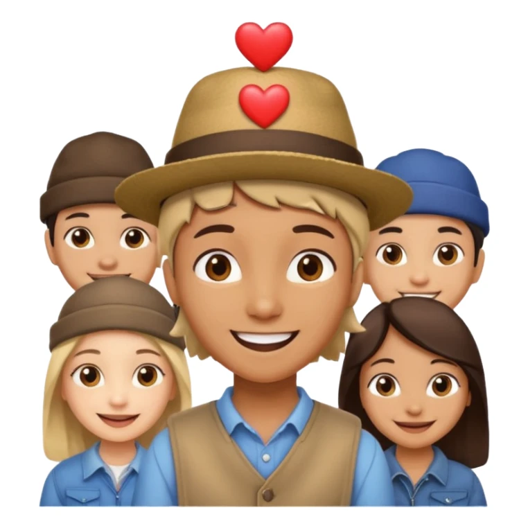 small figure inside a group of people with a heart above sticker