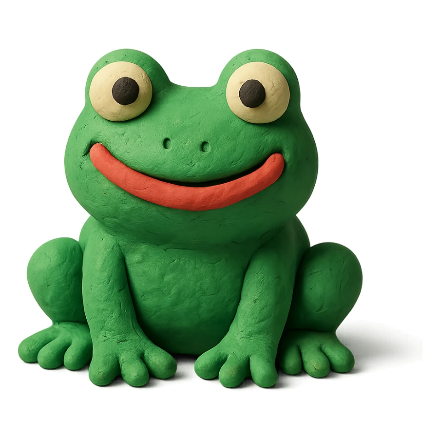 happy frog in claymation style sticker