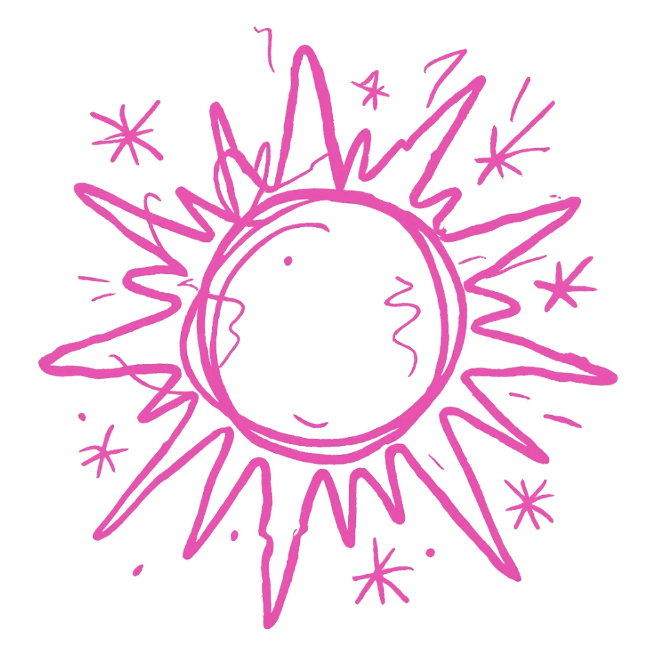 simple pink sun icon sticker