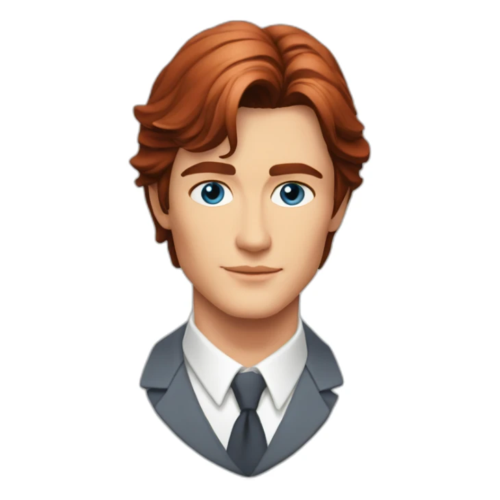 Alain Delon young student blue eyes short red hair sticker