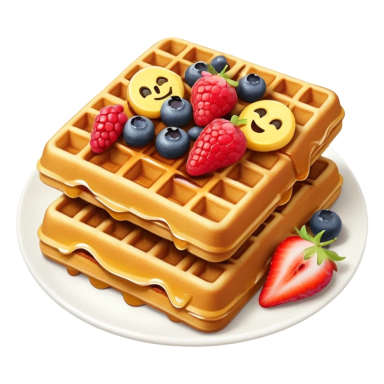 Belgian waffle with toppings in emoji style sticker