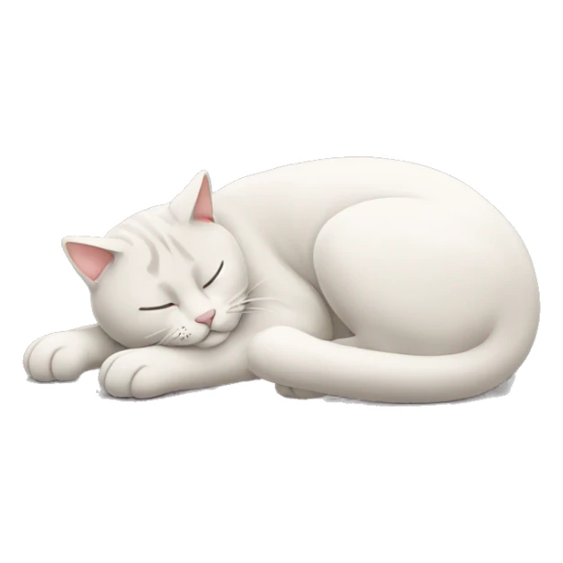 A sleeping cat with its tail bent to the left over his head sticker