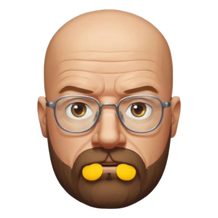 Walter White from Breaking Bad, bald, wearing glasses and beard, serious expression sticker