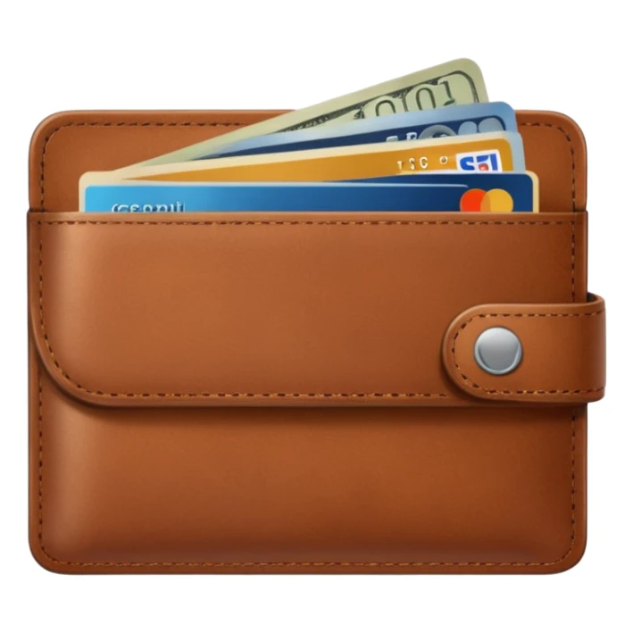 portefeuille marron avec quelques billets et carte bancaire sticker