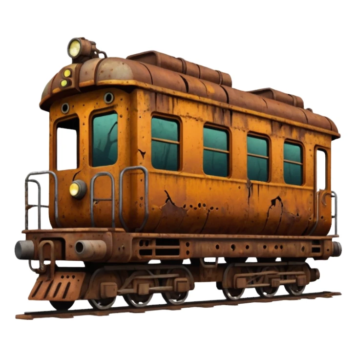 Front of a zombie-faced post-apocalyptic underground train. sticker