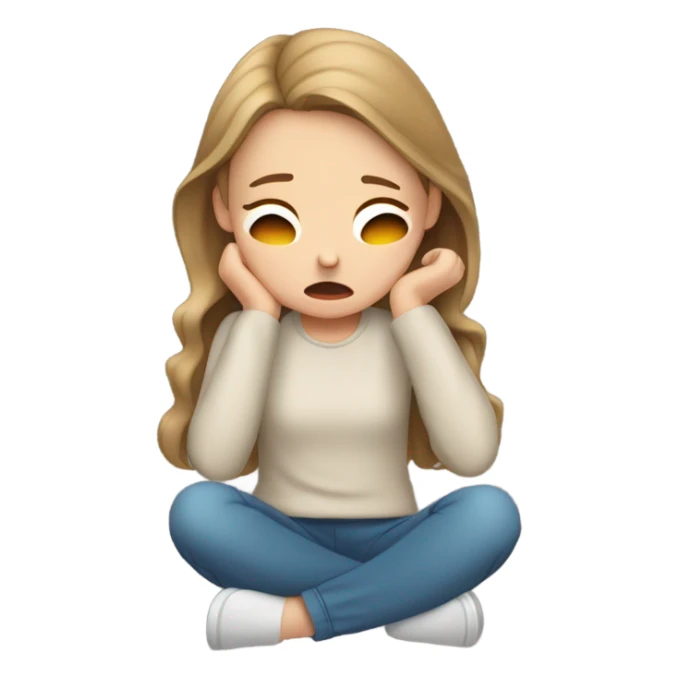  White girl ashamed of herself of hiding face in hands sticker