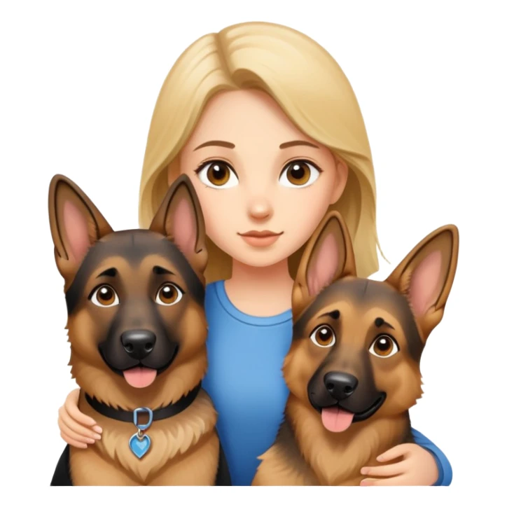 A profile picture of a German Shepherd with a girl. sticker