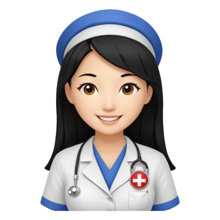 Beautiful Asian nurse with large breasts with long black hair sexy pose sfw sticker