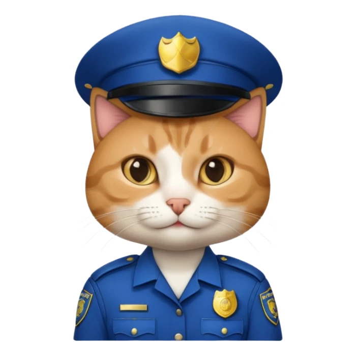 cat in police uniform, no hat sticker